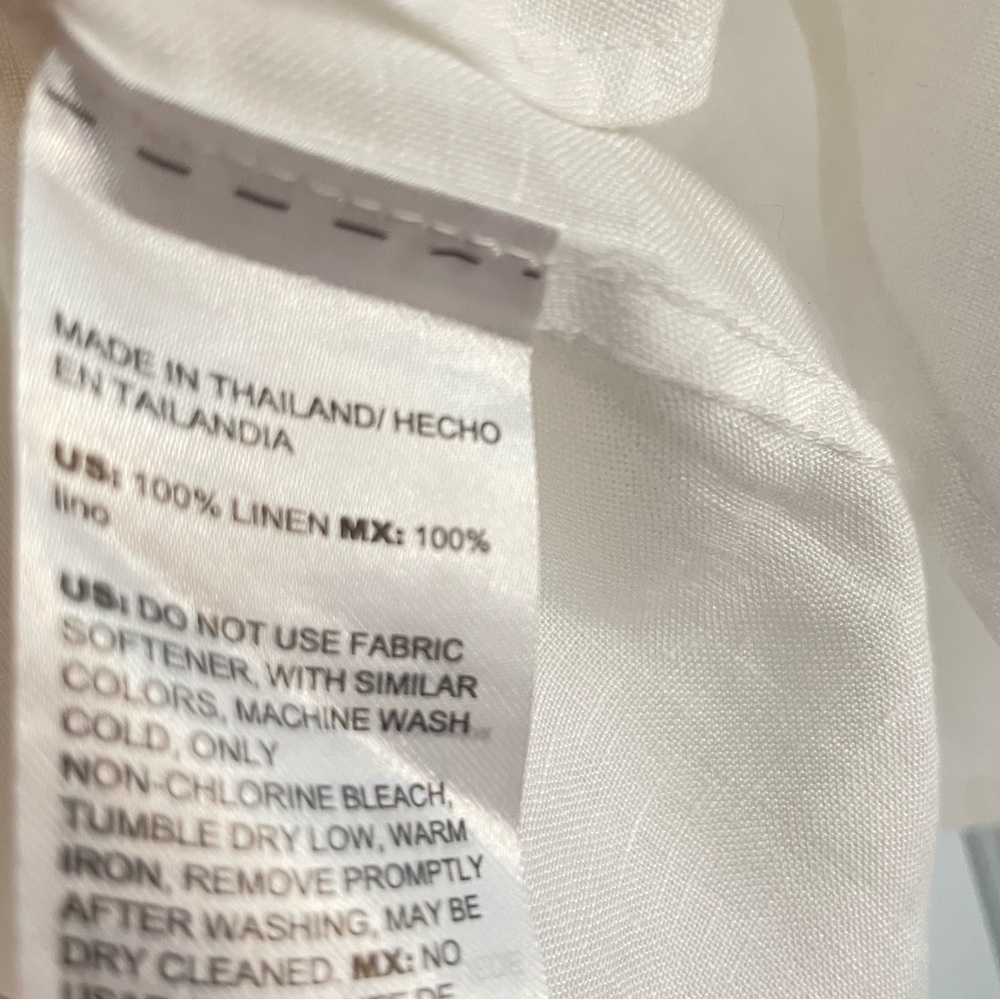 Chico's 100% Linen Classic White Pullover Tunic Blouse Size 14 - Picture 7 of 8